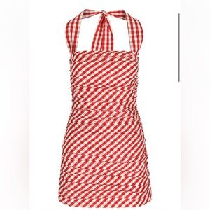 Bernadette Tippy Checkered Halter Mini Dress
